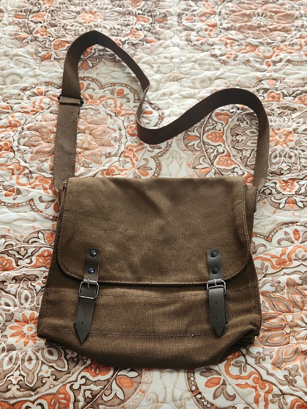 Men's Brown Canvas Messenger Bag - Classic Crossbody Satchel Rothco